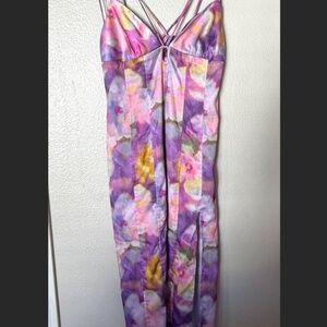 UO Urban Outfitters Silky Colorful Floral Dress